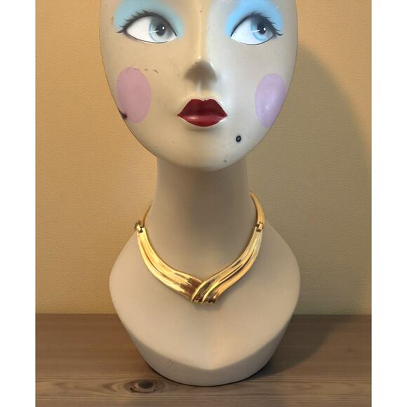 Vintage Napier Gold-Tone Sculptural Choker Necklace – Statement Collar - Picture 3 of 5